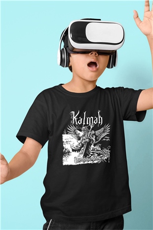 Kalmah Baskılı Unisex Siyah Çocuk Tişört - Tshirt