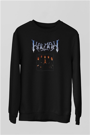 Kalmah Baskılı Unisex Siyah Sweatshirt