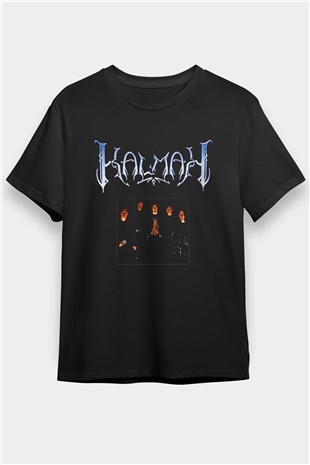 Kalmah Baskılı Unisex Siyah Tişört - Tshirt