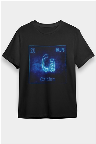 Kalsiyum Atom Numarası Baskılı Unisex Siyah Tişört