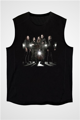 Kamelot Baskılı Unisex Siyah Kolsuz Tişört - Tshirt