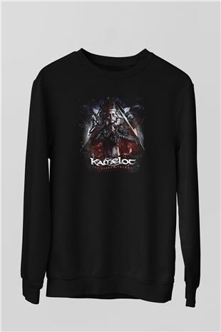 Kamelot Baskılı Unisex Siyah Sweatshirt
