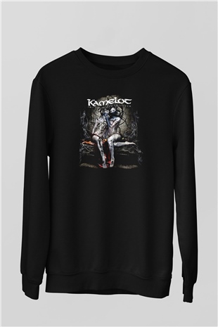 Kamelot Baskılı Unisex Siyah Sweatshirt