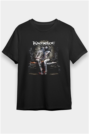 Kamelot Baskılı Unisex Siyah Tişört - Tshirt