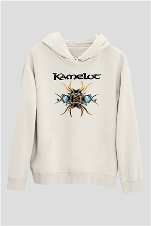 Kamelot Beyaz Unisex Kapüşonlu Sweatshirt