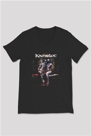 Kamelot Siyah Unisex V Yaka Tişört