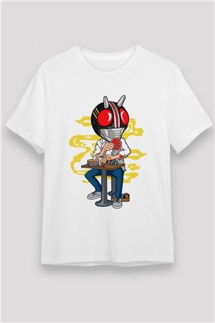 Kamen Gambler Baskılı Unisex Beyaz Tişört