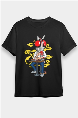 Kamen Gambler Baskılı Unisex Siyah Tişört