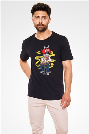 Kamen Gambler Baskılı Unisex Siyah Tişört