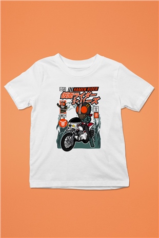Kamen Rider Baskılı Unisex Beyaz Çocuk Tişört