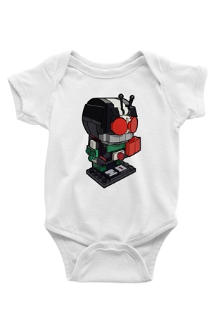Kamen Rider Lego Baskılı Beyaz Unisex Bebek Body - Zıbın