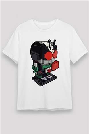 Kamen Rider Lego Baskılı Beyaz Unisex Tişört