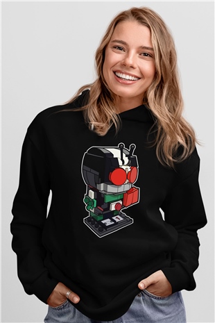 Kamen Rider Lego Baskılı Siyah Unisex Hoodie