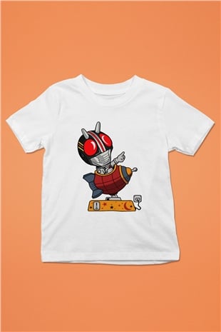 Kamen Rocket Baskılı Beyaz Unisex Çocuk Tişört