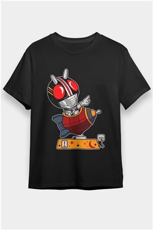 Kamen Rocket Baskılı Siyah Unisex Tişört