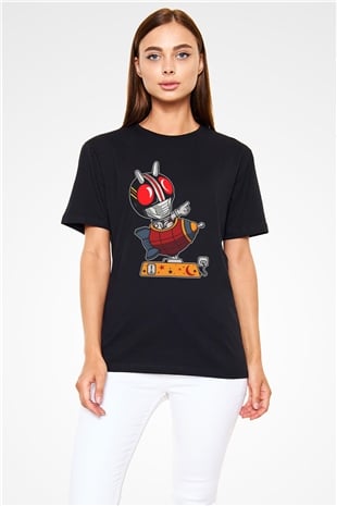 Kamen Rocket Baskılı Siyah Unisex Tişört