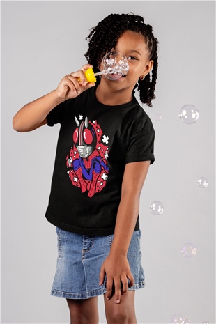 Kamen Spider Baskılı Siyah Çocuk Unisex Tişört