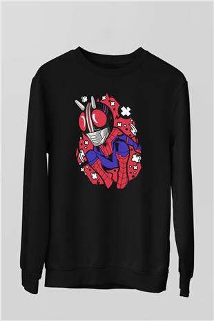 Kamen Spider Baskılı Siyah Unisex Sweatshirt