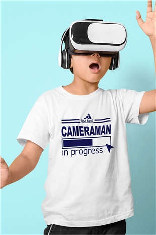 Kameraman Beyaz Unisex Çocuk Tişört