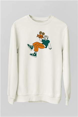 Kameraman Beyaz Unisex Sweatshirt