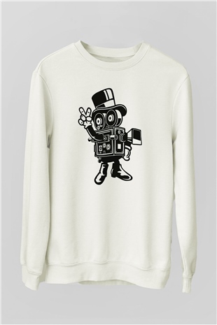 Kameraman Beyaz Unisex Sweatshirt