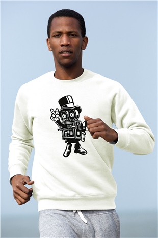 Kameraman Beyaz Unisex Sweatshirt
