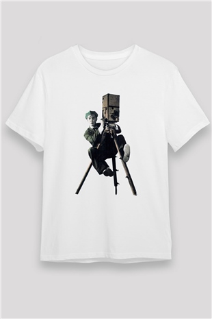 Kameraman Beyaz Unisex Tişört T-Shirt - TişörtFabrikası