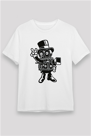 Kameraman Beyaz Unisex Tişört T-Shirt - TişörtFabrikası