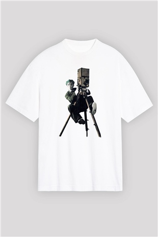 Kameraman Beyaz Oversize Tişört Oversize T-shirt - TişörtFabrikası