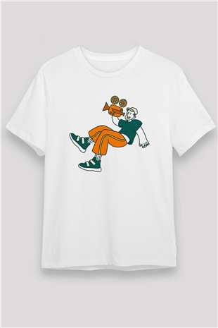 Kameraman Beyaz Unisex Tişört T-Shirt - TişörtFabrikası
