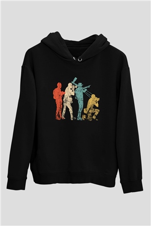 Kameraman Siyah Unisex Kapüşonlu Sweatshirt