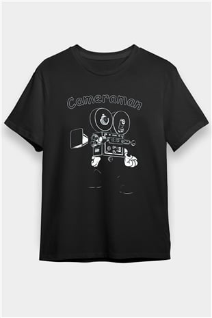 Kameraman Siyah Unisex Tişört T-Shirt - TişörtFabrikası