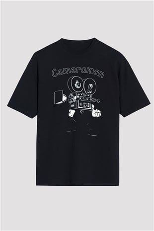 Kameraman Siyah Oversize Tişört Oversize T-shirt - TişörtFabrikası