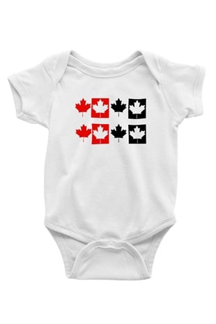 Kanada Baskılı Beyaz Unisex Bebek Body - Zıbın
