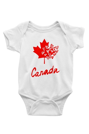 Kanada Baskılı Beyaz Unisex Bebek Body - Zıbın