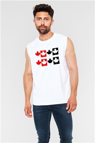 Kanada Beyaz Unisex Kolsuz Tişört