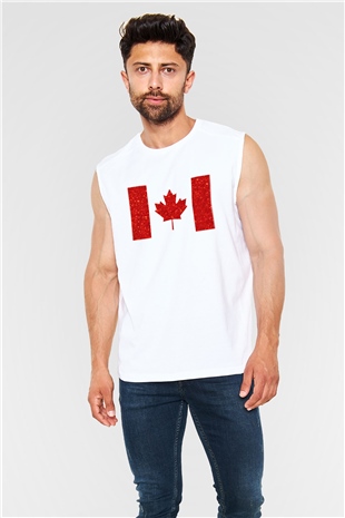 Kanada Beyaz Unisex Kolsuz Tişört