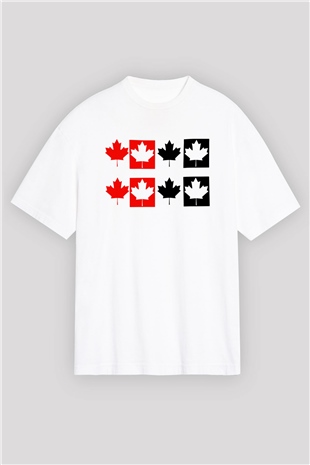 Kanada Beyaz Unisex Oversize Tişört T-Shirt