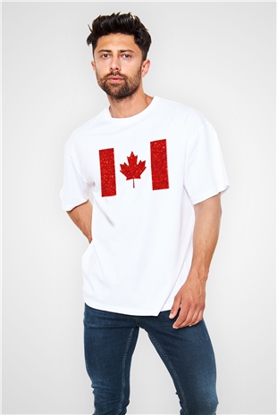 Kanada Beyaz Unisex Oversize Tişört T-Shirt