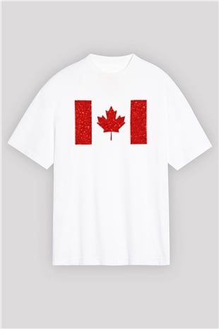 Kanada Beyaz Unisex Oversize Tişört T-Shirt