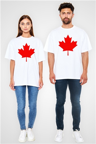 Kanada Beyaz Unisex Oversize Tişört T-Shirt