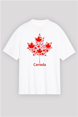 Kanada Beyaz Unisex Oversize Tişört T-Shirt