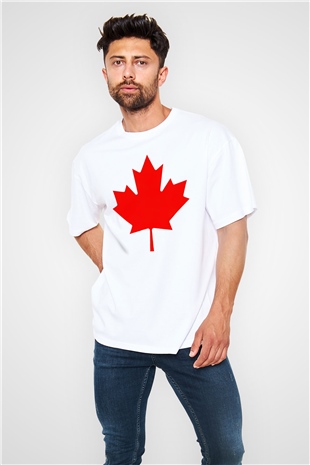Kanada Beyaz Unisex Oversize Tişört T-Shirt