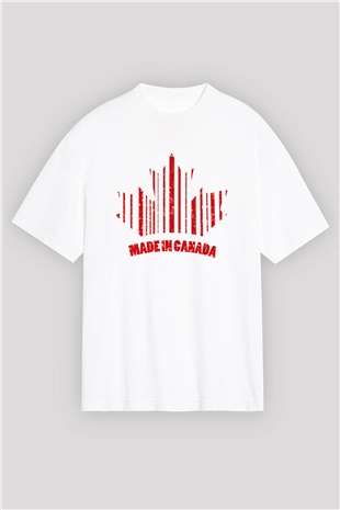 Kanada Beyaz Unisex Oversize Tişört T-Shirt