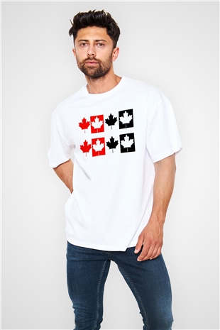 Kanada Beyaz Unisex Oversize Tişört T-Shirt