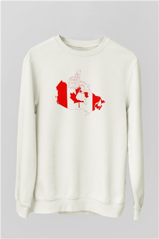 Kanada Beyaz Unisex Sweatshirt
