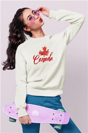 Kanada Beyaz Unisex Sweatshirt