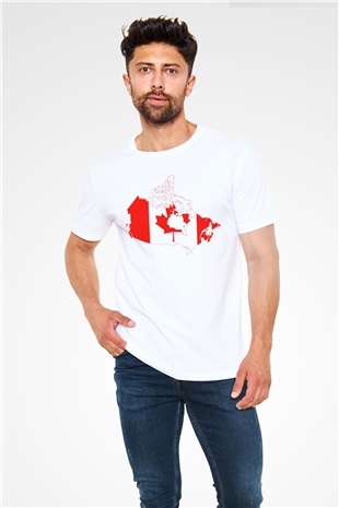 Kanada Beyaz Unisex Tişört T-Shirt - TişörtFabrikası