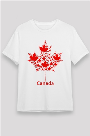 Kanada Beyaz Unisex Tişört T-Shirt - TişörtFabrikası