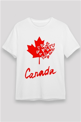 Kanada Beyaz Unisex Tişört T-Shirt - TişörtFabrikası